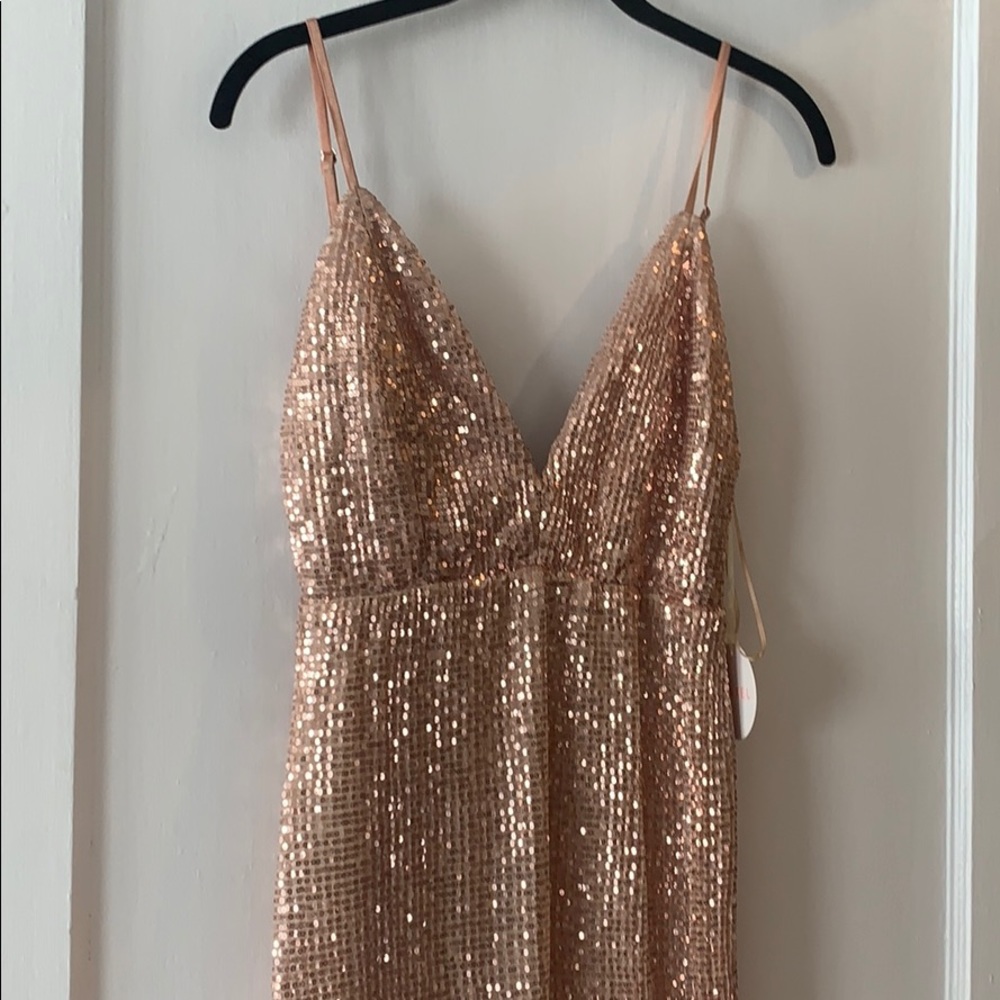 Rose gold sequin dress